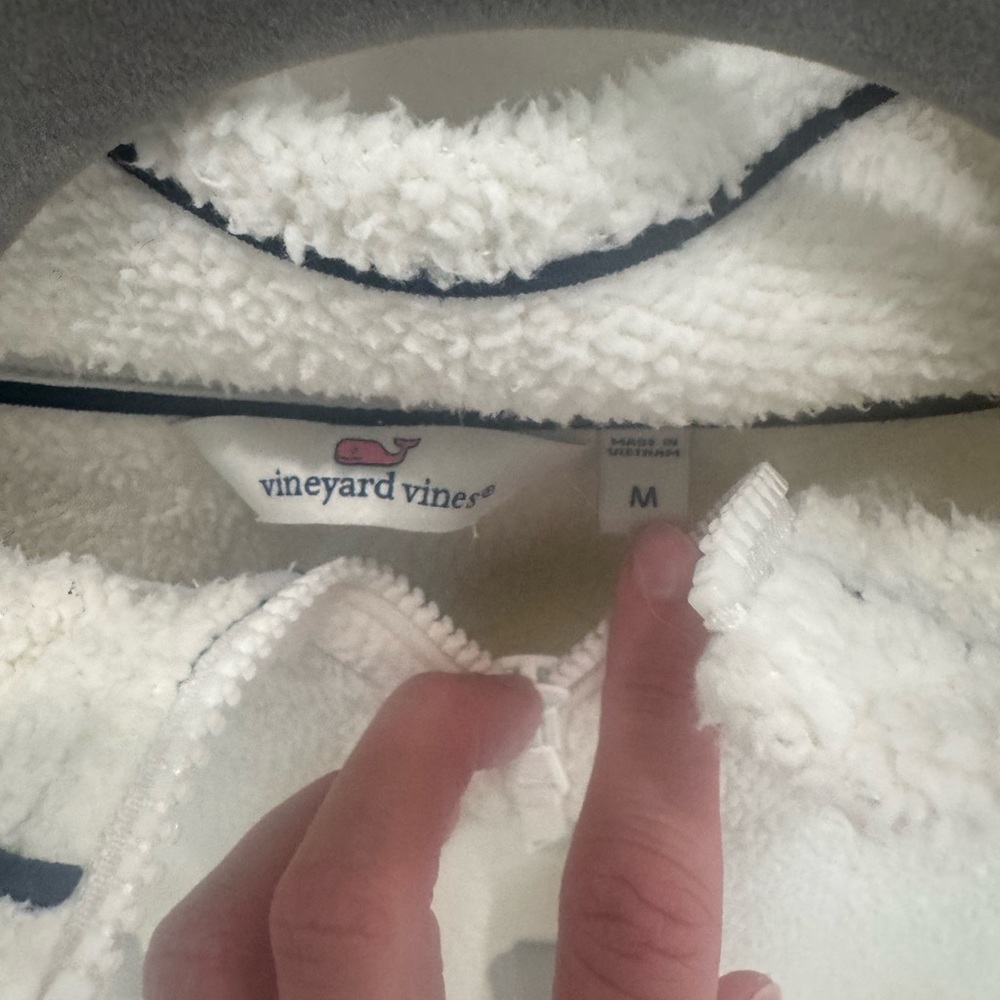 Vineyard Vines Cream Sherpa Quarter-Zip Pullover Sweatshirt - Picture 4 of 5